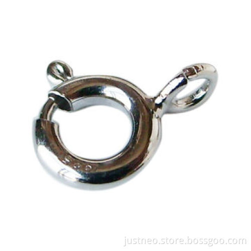 Solid 925 sterling silver spring ring necklace clasps, 5-8mm